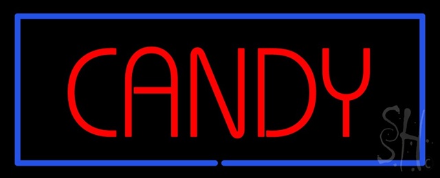 Sign Store N100-0908-clear Red Candy With Blue Border Clear Backing Neon Sign- 32 x 13 x 1 In.