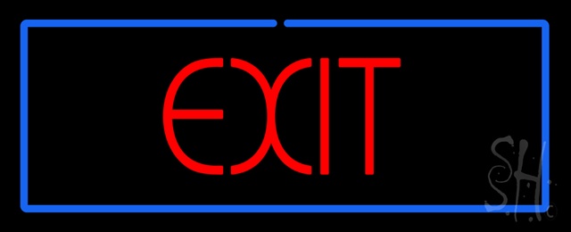 Sign Store N100-0940-clear Red Exit Clear Backing Neon Sign With Blue Border- 32 x 13 x 1 In.