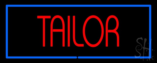 Sign Store N100-1058-clear Red Tailor With Blue Border Clear Backing Neon Sign- 32 x 13 x 1 In.