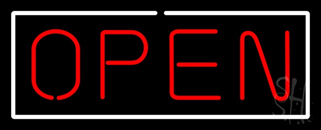 Sign Store N100-1094-clear Open - Horizontal Red Letters With White Border Clear Backing Neon Sign- 32 x 13 x 1 In.