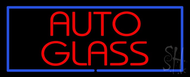 Sign Store N100-1122-clear Red Auto Glass Blue Rectangle Clear Backing Neon Sign- 32 x 13 x 1 In.