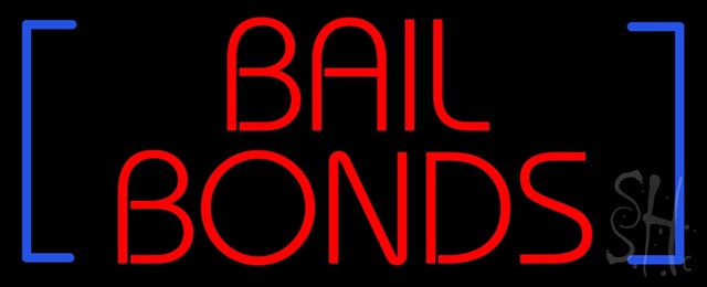 Sign Store N100-1130-clear Red Bail Bonds Blue Brackets Clear Backing Neon Sign- 32 x 13 x 1 In.