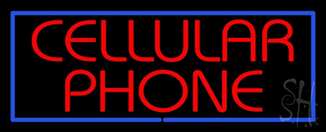 Sign Store N100-1173-clear Red Cellular Phone Blue Border Clear Backing Neon Sign- 32 x 13 x 1 In.