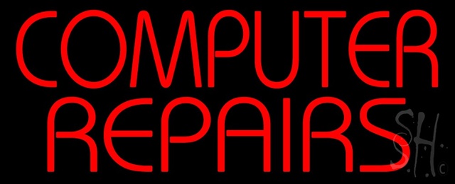 Sign Store N100-1202-clear Red Computer Repairs Clear Backing Neon Sign- 32 x 13 x 1 In.