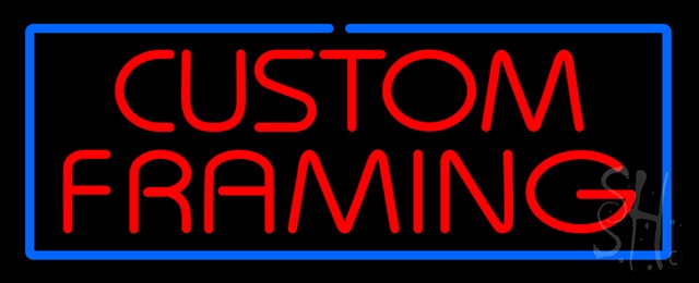 Sign Store N100-1210-clear Red Custom Framing Blue Border Clear Backing Neon Sign- 32 x 13 x 1 In.