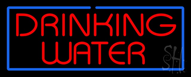 Sign Store N100-1226-clear Red Drinking Water With Blue Border Clear Backing Neon Sign- 32 x 13 x 1 In.