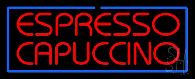 Sign Store N100-1237-clear Red Espresso Cappuccino With Blue Border Clear Backing Neon Sign- 32 x 13 x 1 In.