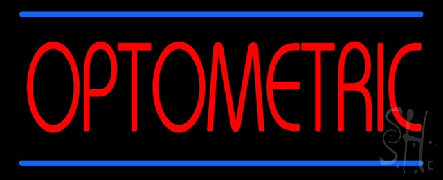 Sign Store N100-1393-clear Red Optometric Blue Lines Clear Backing Neon Sign- 32 x 13 x 1 In.