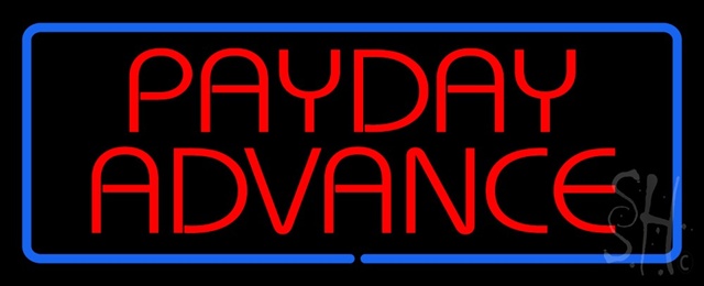 Sign Store N100-1424-clear Red Payday Advance With Blue Border Clear Backing Neon Sign- 32 x 13 x 1 In.