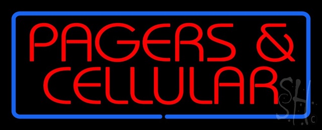 Sign Store N100-1426-clear Red Pagers And Cellular Blue Border Clear Backing Neon Sign- 32 x 13 x 1 In.