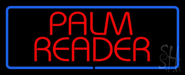 Sign Store N100-1435-clear Red Palm Reader Blue Border Clear Backing Neon Sign- 32 x 13 x 1 In.