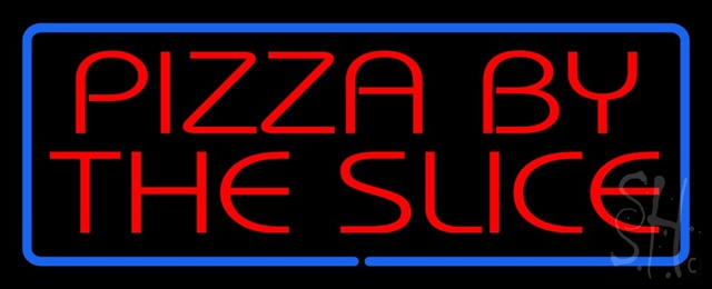 Sign Store N100-1449-clear Red Pizza By The Slice With Blue Border Clear Backing Neon Sign- 32 x 13 x 1 In.