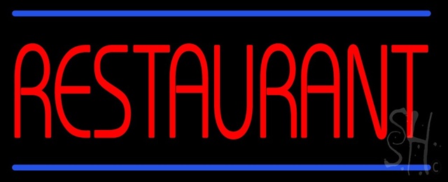 Sign Store N100-1476-clear Red Restaurant Blue Border Clear Backing Neon Sign- 32 x 13 x 1 In.