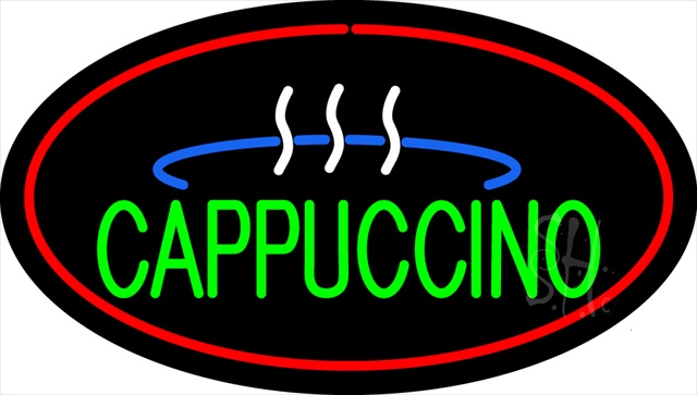Sign Store N100-1612-clear Oval Cappuccino With Red Border Clear Backing Neon Sign- 30 x 17 x 1 In.