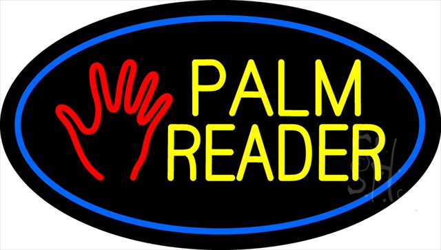 Sign Store N100-1655-clear Palm Reader Logo Blue Oval Clear Backing Neon Sign- 30 x 17 x 1 In.