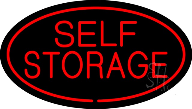 Sign Store N100-1663-clear Red Self Storage Oval Clear Backing Neon Sign- 30 x 17 x 1 In.