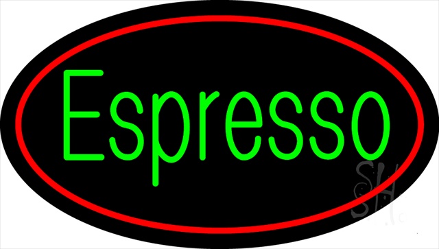 Sign Store N100-1681-clear Oval Green Espresso Red Border Animated Clear Backing Neon Sign- 30 x 17 x 1 In.