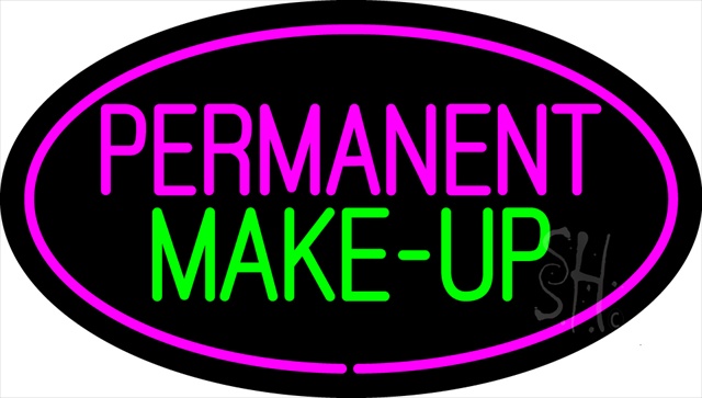 Sign Store N100-1692-clear Permanent Make-Up Oval Pink Clear Backing Neon Sign- 30 x 17 x 1 In.