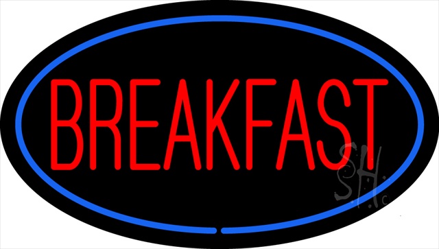 Sign Store N100-1696-clear Oval Breakfast With Blue Border Clear Backing Neon Sign- 30 x 17 x 1 In.
