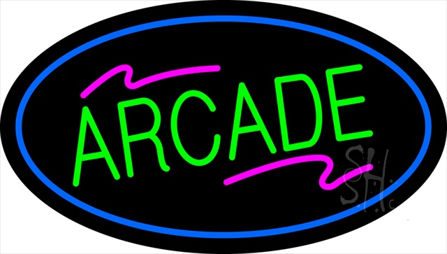 Sign Store N100-1712-clear Arcade Oval Blue Clear Backing Neon Sign- 30 x 17 x 1 In -  The Sign Store