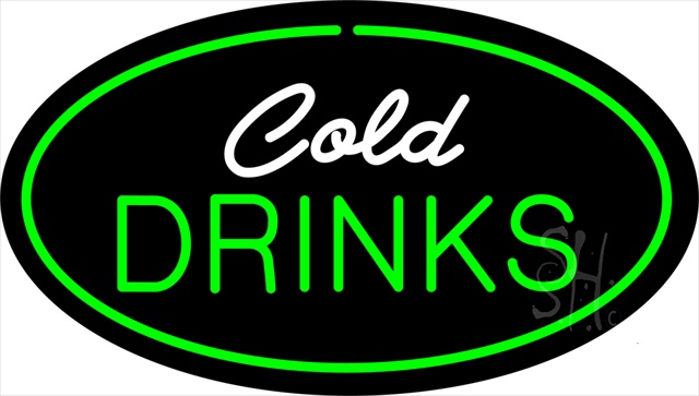 Sign Store N100-1721-clear Cold Drinks Oval Green Clear Backing Neon Sign- 30 x 17 x 1 In.