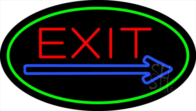 Sign Store N100-1728-clear Exit Oval Green Clear Backing Neon Sign- 30 x 17 x 1 In.