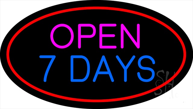 Sign Store N100-1743-clear Open 7 Days Animated Clear Backing Neon Sign- 30 x 17 x 1 In.