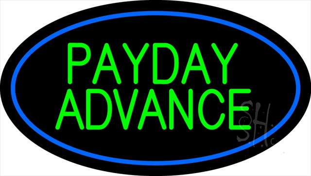 Sign Store N100-1748-clear Green Payday Advance Oval Blue Border Clear Backing Neon Sign- 30 x 17 x 1 In.