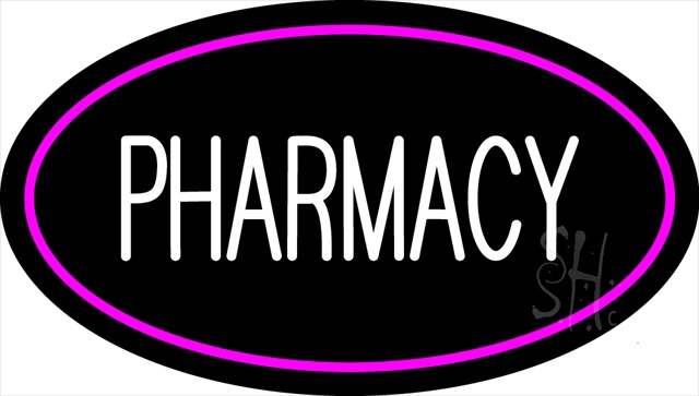 Sign Store N100-1751-clear White Pharmacy Pink Oval Border Clear Backing Neon Sign- 30 x 17 x 1 In.