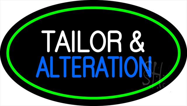 Sign Store N100-1760-clear Tailor And Alteration Oval Green Clear Backing Neon Sign- 30 x 17 x 1 In.