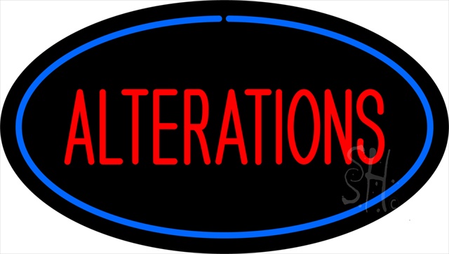 Sign Store N100-1815-clear Oval Red Alteration Blue Border Clear Backing Neon Sign- 30 x 17 x 1 In.