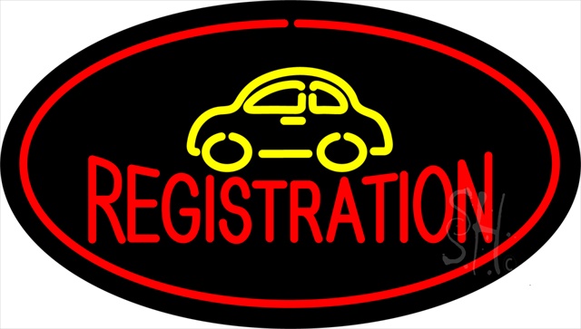 Sign Store N100-1816-clear Auto Registration Oval Red Clear Backing Neon Sign- 30 x 17 x 1 In.