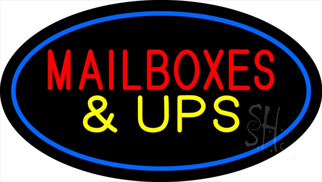 Sign Store N100-1882-clear Mail Boxes And Ups Oval Blue Clear Backing Neon Sign- 30 x 17 x 1 In.