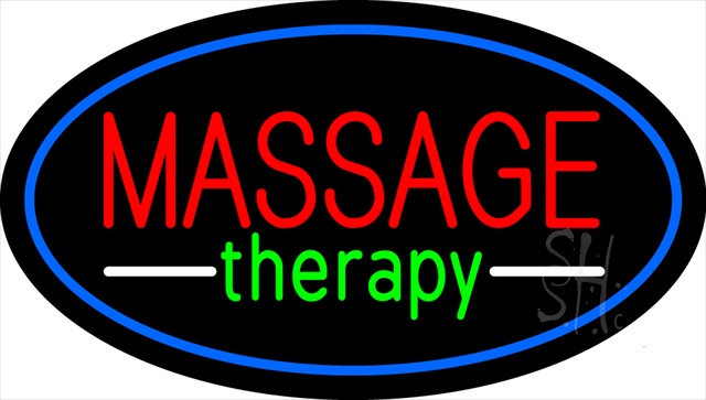 Sign Store N100-1885-clear Oval Massage Therapy Blue Border Clear Backing Neon Sign- 30 x 17 x 1 In.