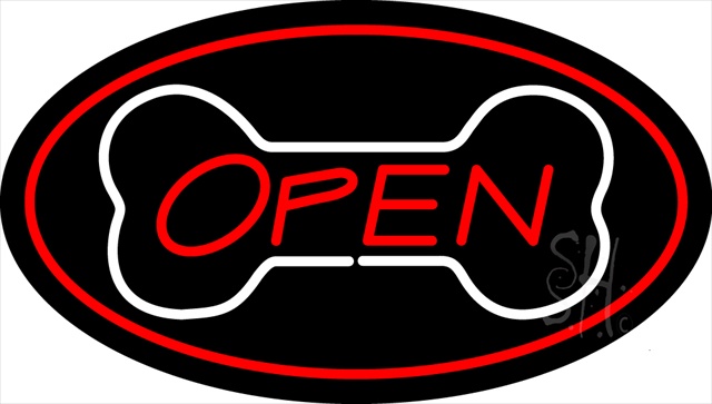 Sign Store N100-1905-clear Bone Logo Open Red Oval Clear Backing Neon Sign- 30 x 17 x 1 In.