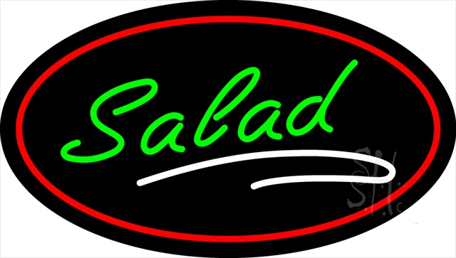 Everything Neon N100-1927 Green Salad Oval Red LED Neon Sign 10 x 24 - inches -  The Sign Store