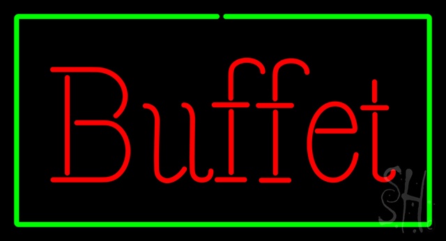 Sign Store N100-2618-clear Buffet Rectangle Green Clear Backing Neon Sign- 37 x 20 x 1 In.