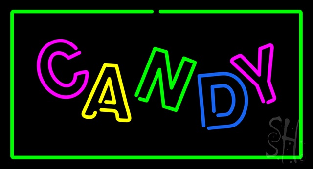 Sign Store N100-2620-clear Candy Rectangle Green Clear Backing Neon Sign- 37 x 20 x 1 In.