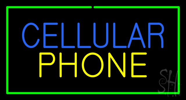 Sign Store N100-2624-clear Cellular Phone With Green Border Clear Backing Neon Sign- 37 x 20 x 1 In.