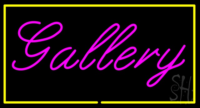 Sign Store N100-2647-clear Purple Gallery Yellow Rectangle Clear Backing Neon Sign- 37 x 20 x 1 In.