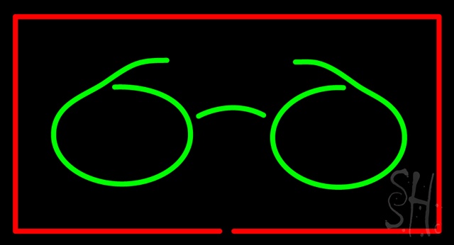 Sign Store N100-2650-clear Glasses Logo Rectangle Red Clear Backing Neon Sign- 37 x 20 x 1 In.