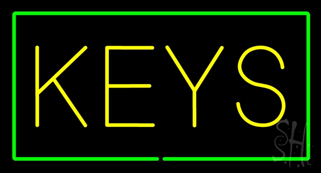Sign Store N100-2660-clear Keys Rectangle Green Clear Backing Neon Sign- 37 x 20 x 1 In.