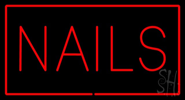 Sign Store N100-2667-clear Red Nails With Red Border Clear Backing Neon Sign- 37 x 20 x 1 In.