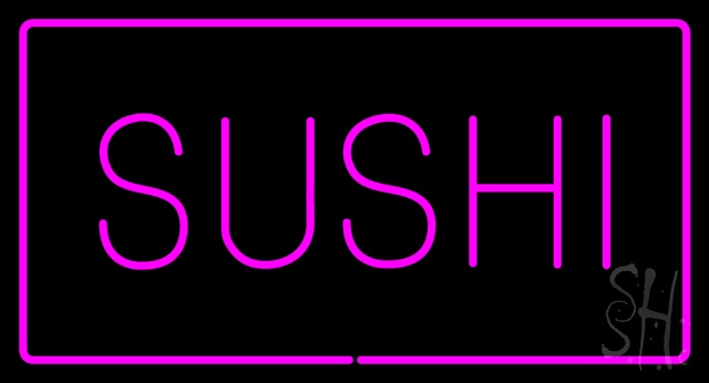 Sign Store N100-2685-clear Sushi Rectangle Pink Border Clear Backing Neon Sign- 37 x 20 x 1 In.