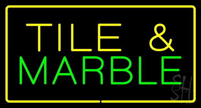 Sign Store N100-2688-clear Tile And Marble Rectangle Yellow Clear Backing Neon Sign- 37 x 20 x 1 In.