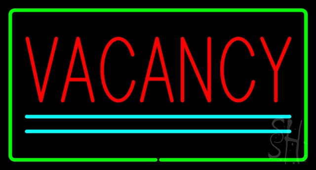 Sign Store N100-2690-clear Vacancy Rectangle Green Clear Backing Neon Sign- 37 x 20 x 1 In.