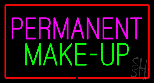 Sign Store N100-2711-clear Permanent Make-Up Red Border Clear Backing Neon Sign- 37 x 20 x 1 In.
