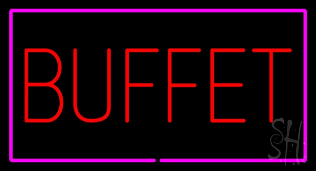 Sign Store N100-2716-clear Buffet Rectangle Pink Clear Backing Neon Sign- 37 x 20 x 1 In.