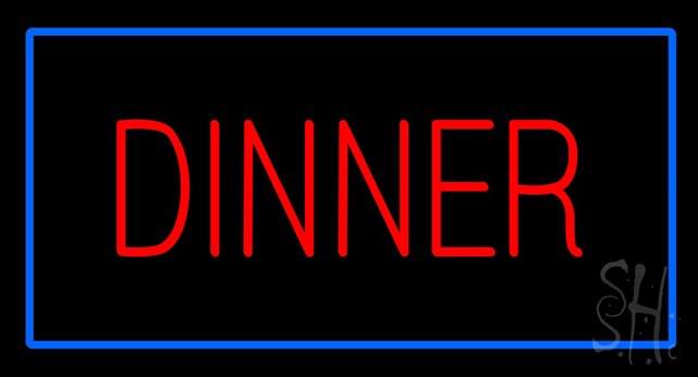 Sign Store N100-2719-clear Red Dinner Rectangle Blue Clear Backing Neon Sign- 37 x 20 x 1 In.
