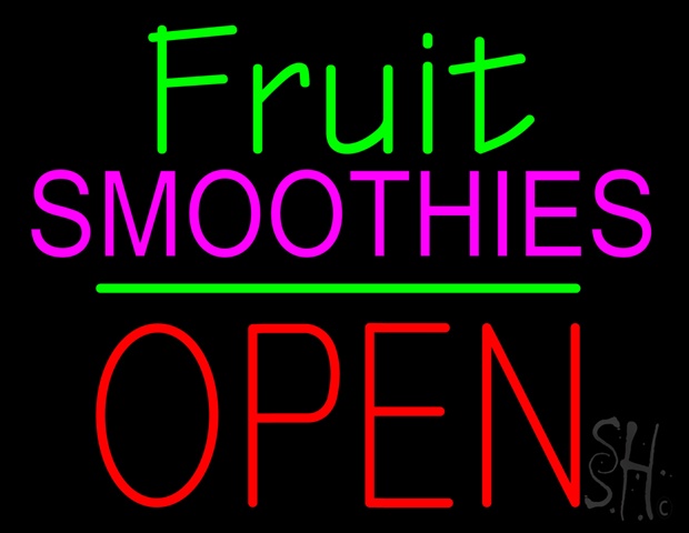 Sign Store N100-2720-clear Fruit Smoothies Block Open Green Line Clear Backing Neon Sign- 31 x 24 x 1 In.